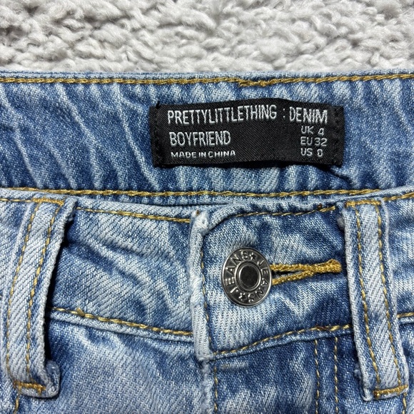 Pretty Little Thing Jeans Womens 0 Boyfriend High Waist Button Fly Baggy Grunge - Picture 2 of 5